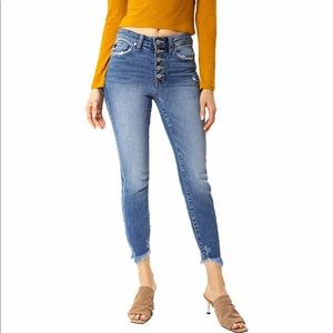 KANCAN HIGH RISE BUTTON FLY SKINNY JEANS
CROPPED